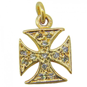 Colgante Cruz alemana con piedra platabella enchapado amarillo